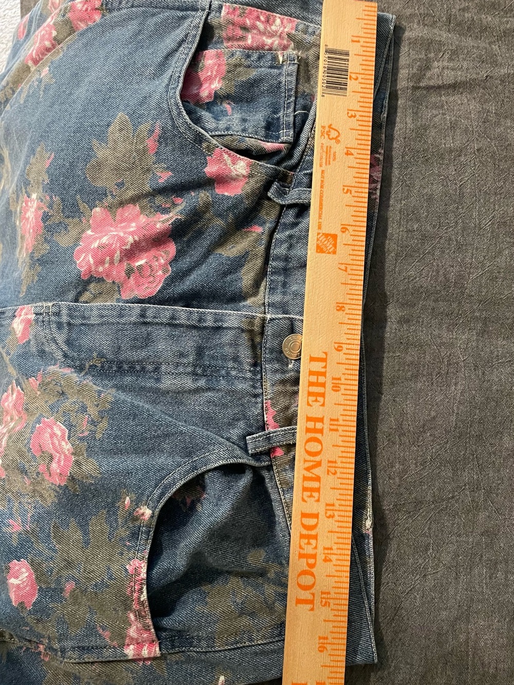 ee:some Floral Print Barrel Leg Jeans  Medium Wash Button Pockets L - Picture 6 of 9
